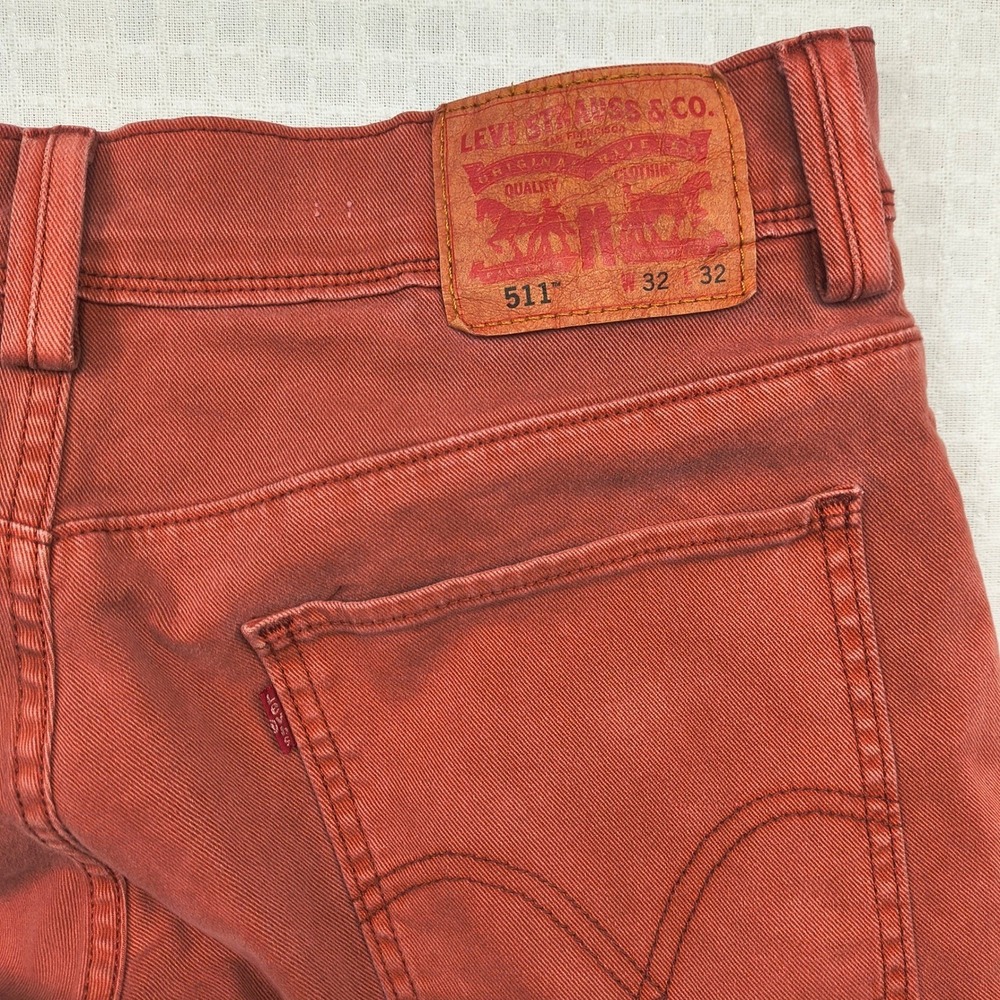 Levis 511 Slim Fit Pants Mens 32x32 Rust Orange Terracotta Stretch Twill S40113